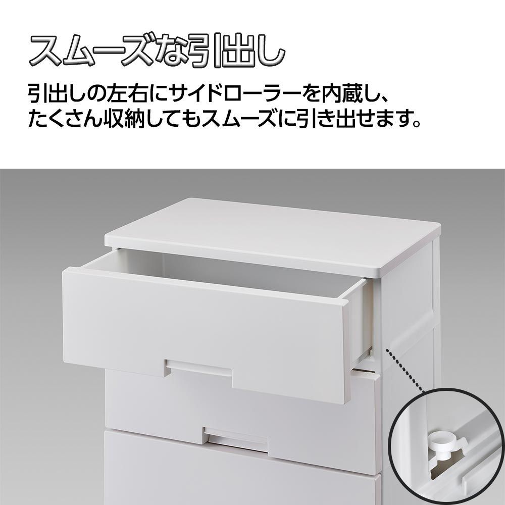 フィッツチェスト４段　幅65&times;奥41&times;高85cm　６５０４　ホワイト, ホワイト, 4段　幅65cm