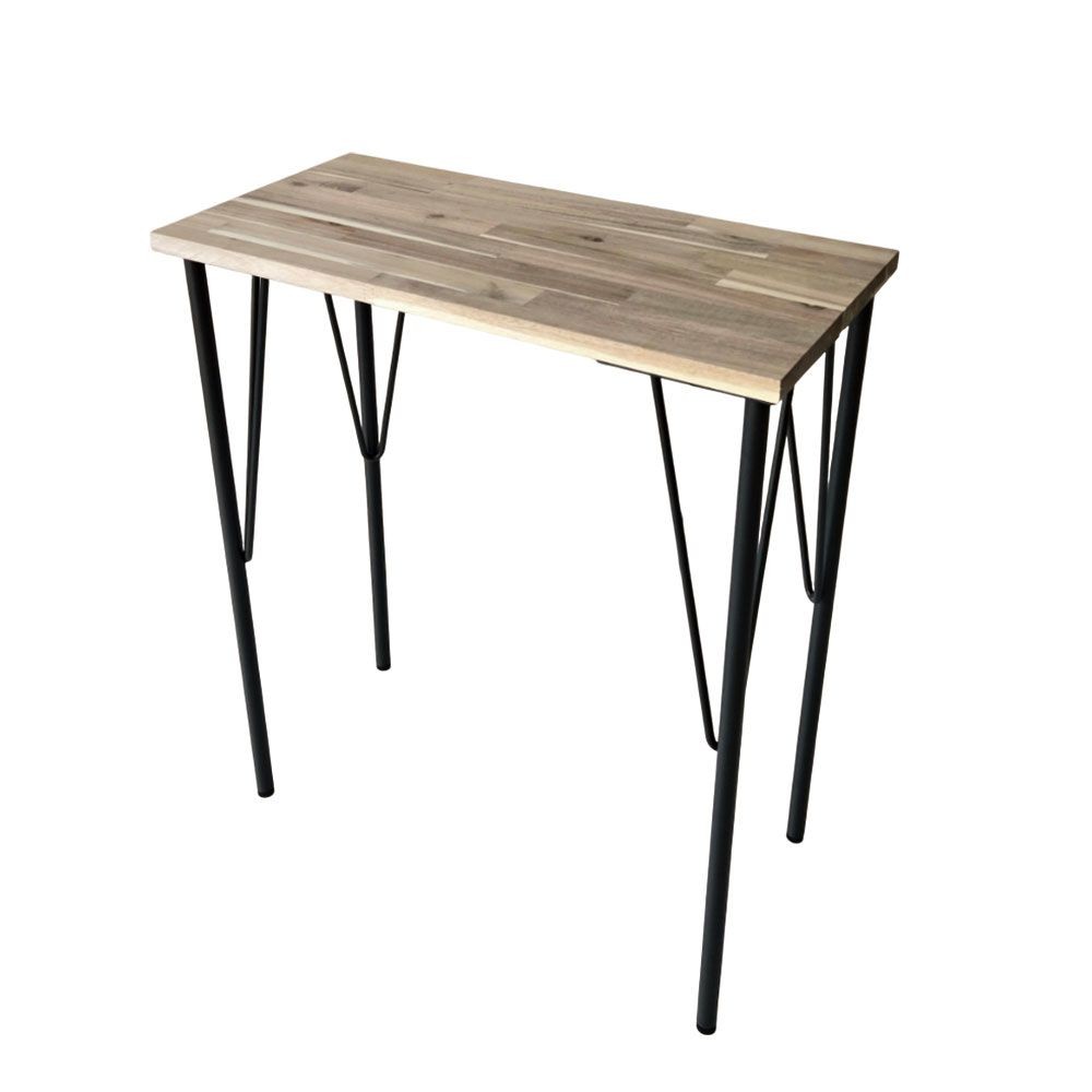 アカシア集成材スチール脚付　テーブル組立キット　板サイズ600×300×18mm　脚サイズ690mm, アカシア(600×300), 690mm脚