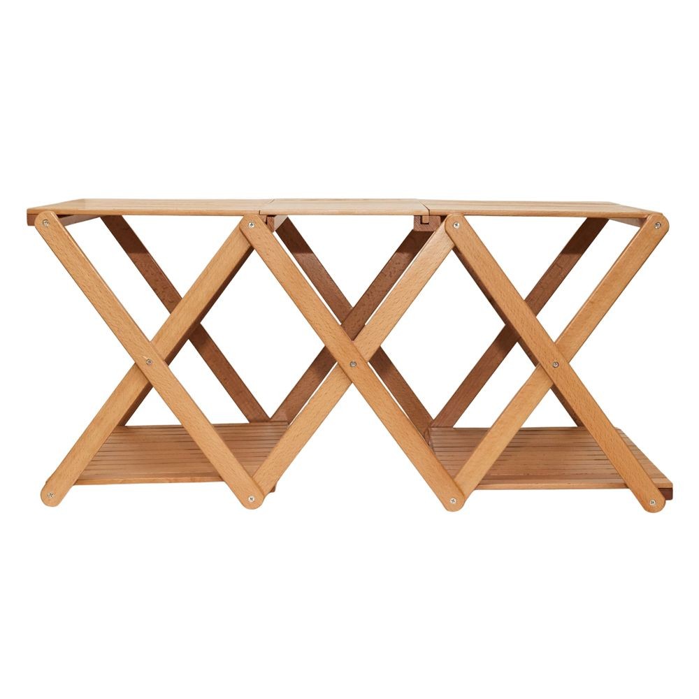 WIZ'A ウィザ　木製フォールディングラック　４段＆テーブル, 天然木, 4段＆テーブル