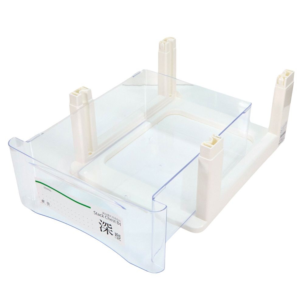 Ｂ4書類ケース　引き出しパーツ　深型1段, ホワイト, 連結用パーツ