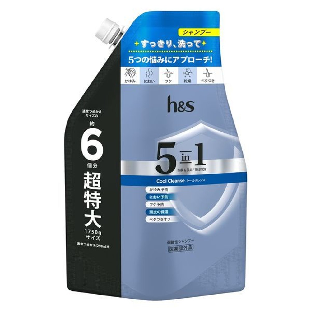 【数量限定】ｈ＆ｓ　５ｉｎ１　クールクレンズ　シャンプー 詰替, クールクレンズ, 1750ml