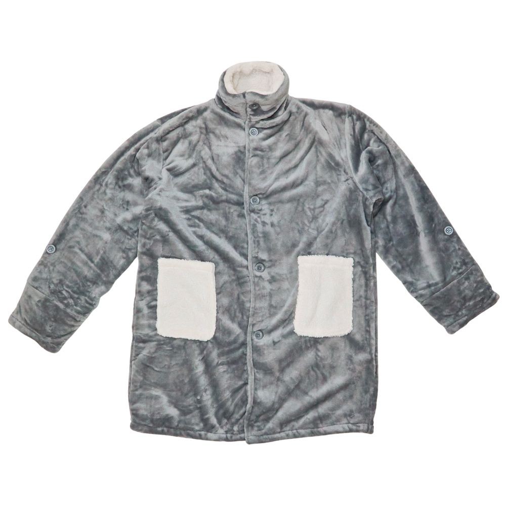 WIZ'A　ウィザ　衿付き着る毛布　ショート丈　グレー, グレー, フリーサイズ