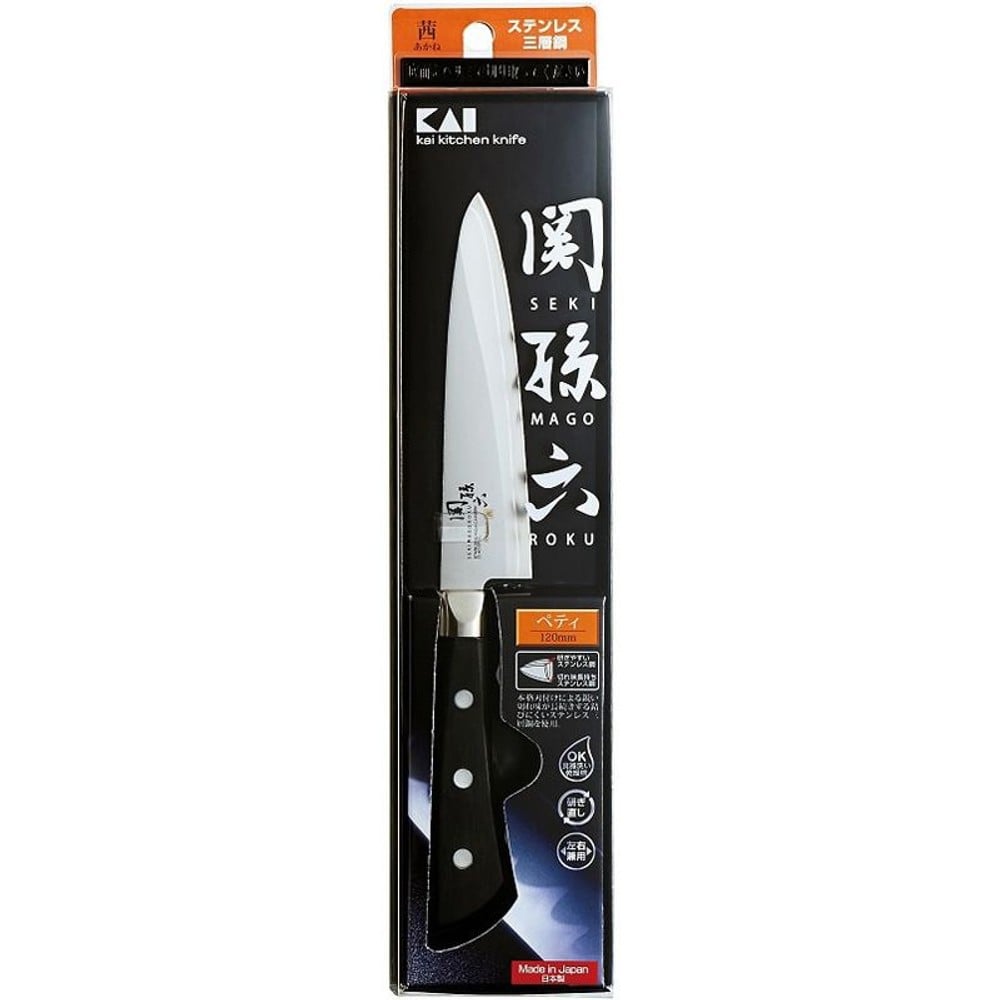 貝印　関孫六　茜　ＡＥ2909ペティ　120ｍｍ, ペティナイフ, 120mm