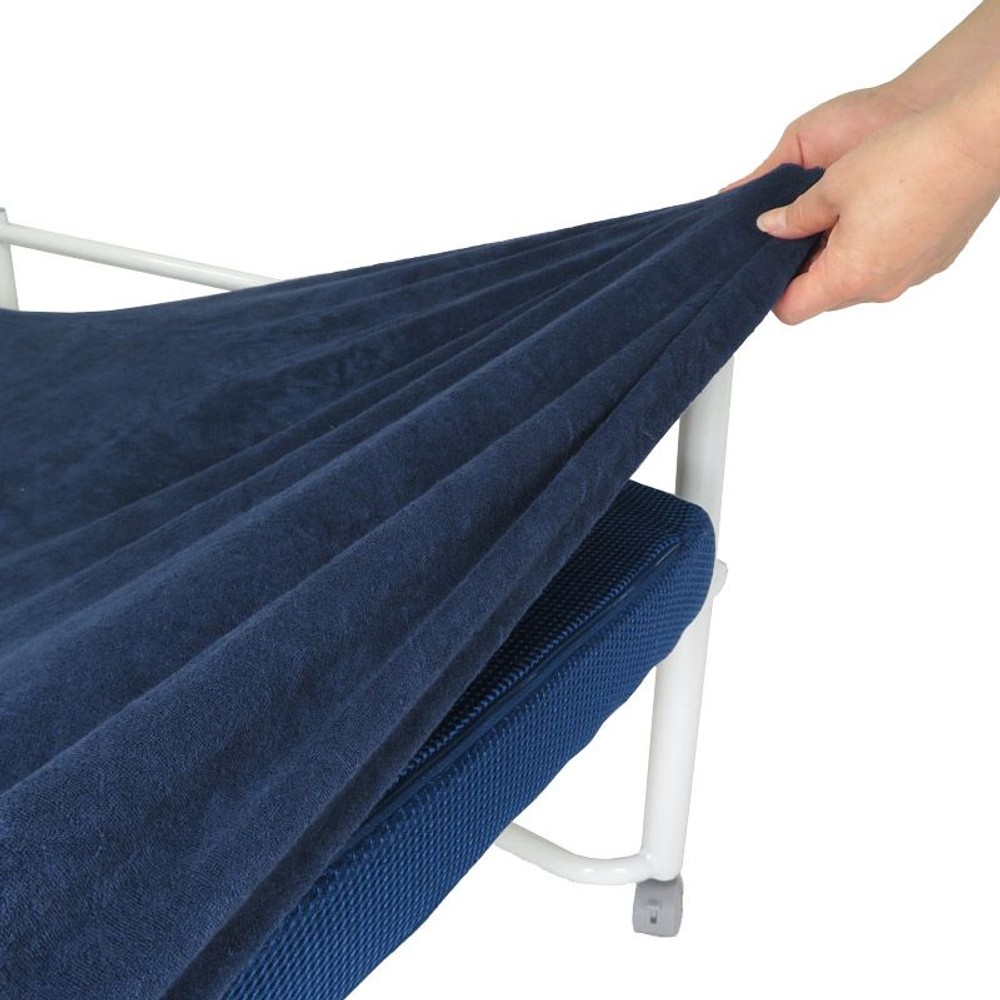 簡単脱着のびるパイル地のぴったりシーツ　セミダブル・ダブル兼用, ネイビー, セミダブル・ダブル兼用