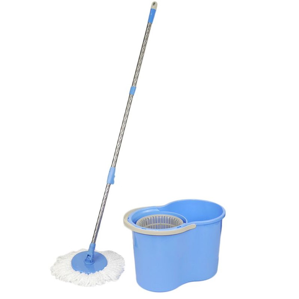回転式水切りモップセット, ブルー＋ホワイト, バケツ容量: 約20L