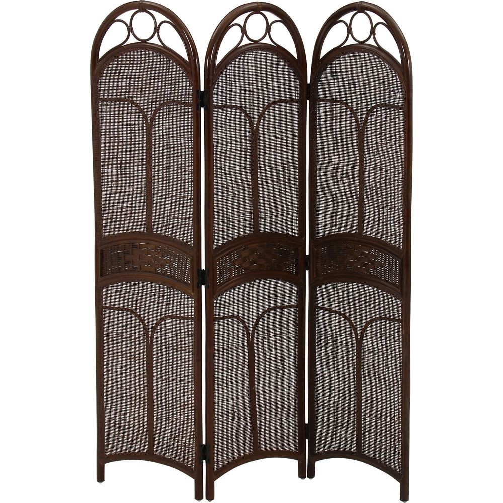 不二貿易 ラタン　スクリーン　３連　ＢＲ【メーカー直送・代引不可】, ブラウン, 幅1030mm&times;奥行270mm&times;高さ1500mm