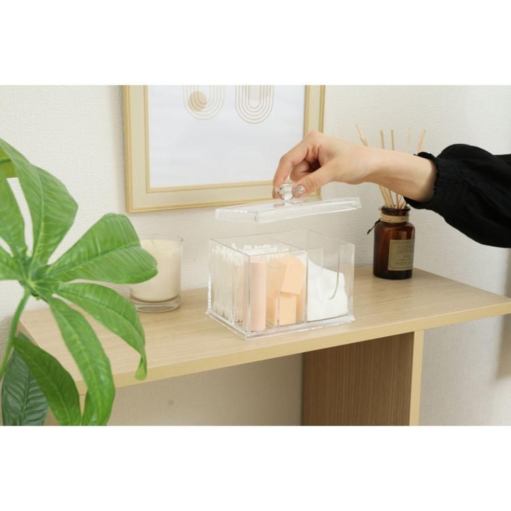 不二貿易  ＰＳコスメ収納　コットン・綿棒ケース 【メーカー直送 代引不可】, クリア, 14386