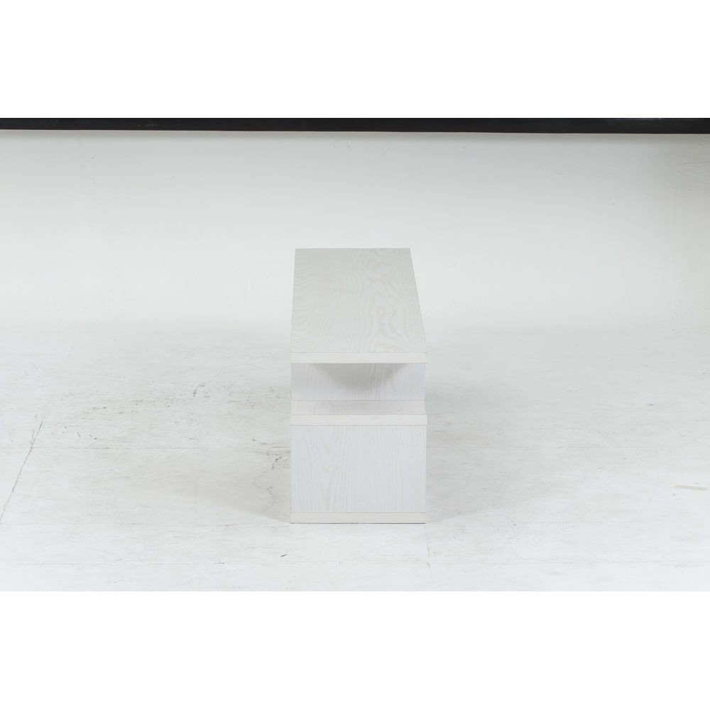 不二貿易 Ｓ字型ＴＶ台　１２０幅　オークＷＨ【メーカー直送・代引不可】, ホワイト, 幅1177mm&times;奥行295mm&times;高さ384mm