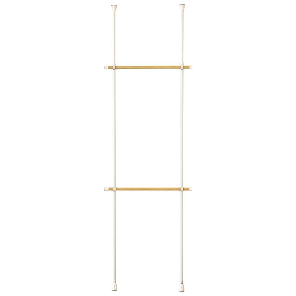 【数量限定】突っ張りハンガー ２段横伸縮 WH TH75-2WH, ホワイト, 幅75cm〜120cm&times;高さ200〜280cm