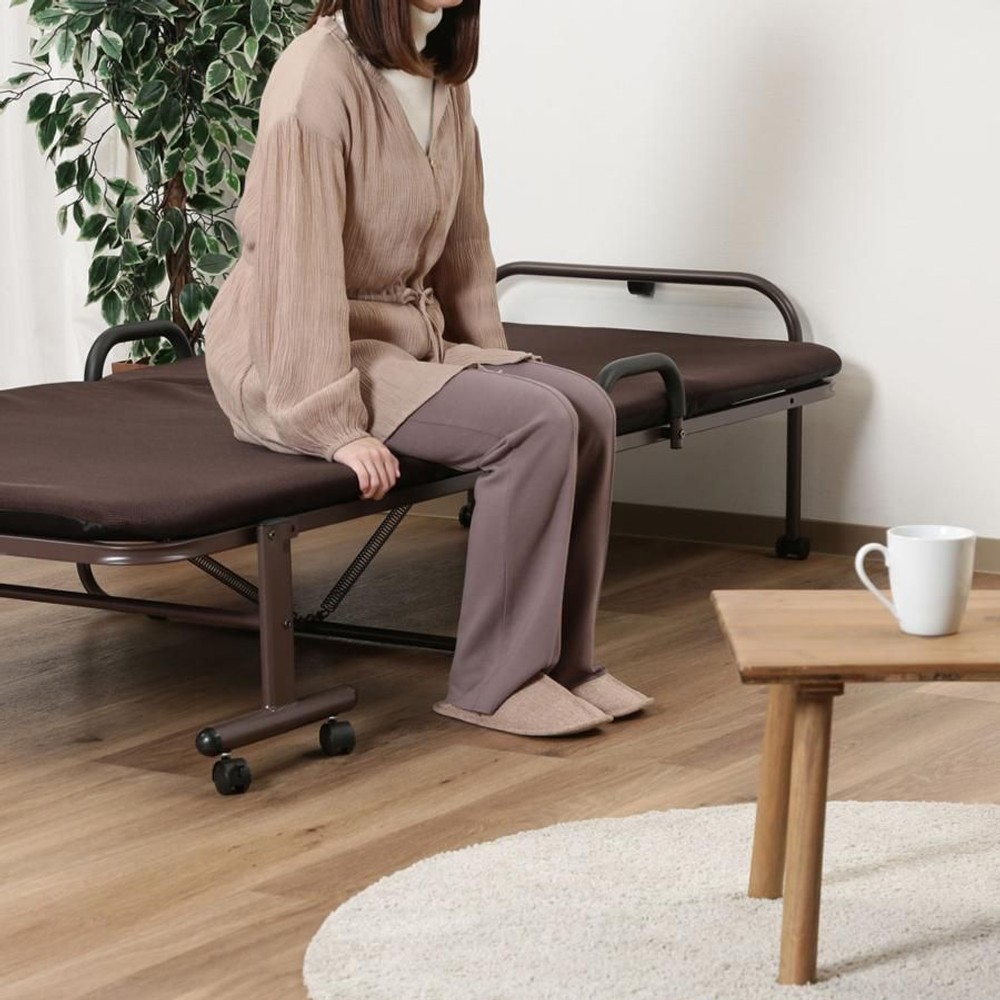 不二貿易  ワンタッチベッド　フリーロック42段　高床タイプ 【メーカー直送・代引不可】, ブラウン, 高床