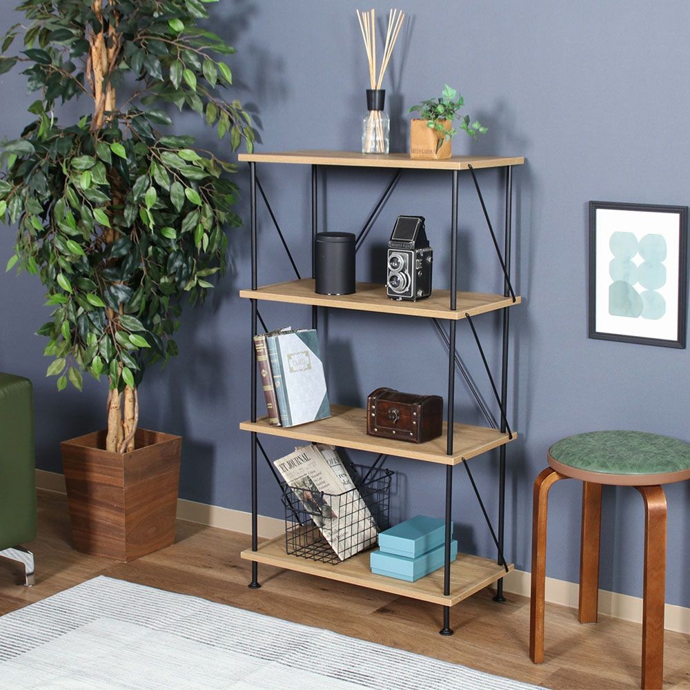 不二貿易 ＥＺＢＯツイストロック　オープンラック４段　ＯＡＫ　ＮＡ【メーカー直送・代引不可】, ナチュラル, 幅615mm&times;奥行306mm&times;高さ1065mm