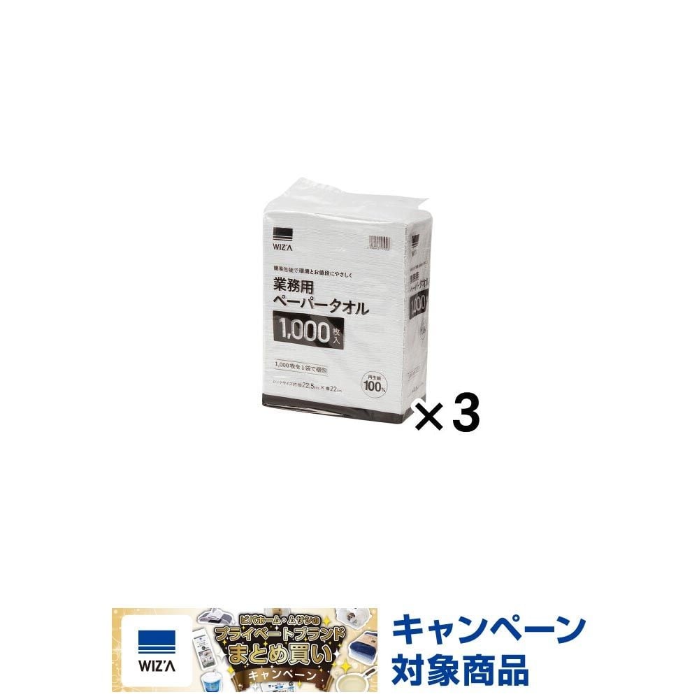 業務用ペーパータオル1000枚入&times;3個, , medium