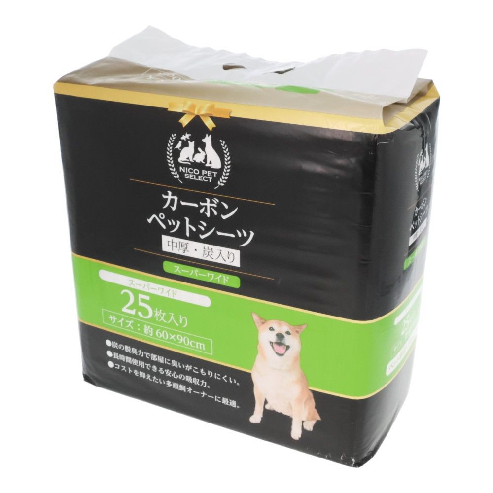 ＮＩＣＯカーボンペットシーツ　スーパーワイド ２５枚入り ６個セット, 中厚・炭入り, 約60×90cm