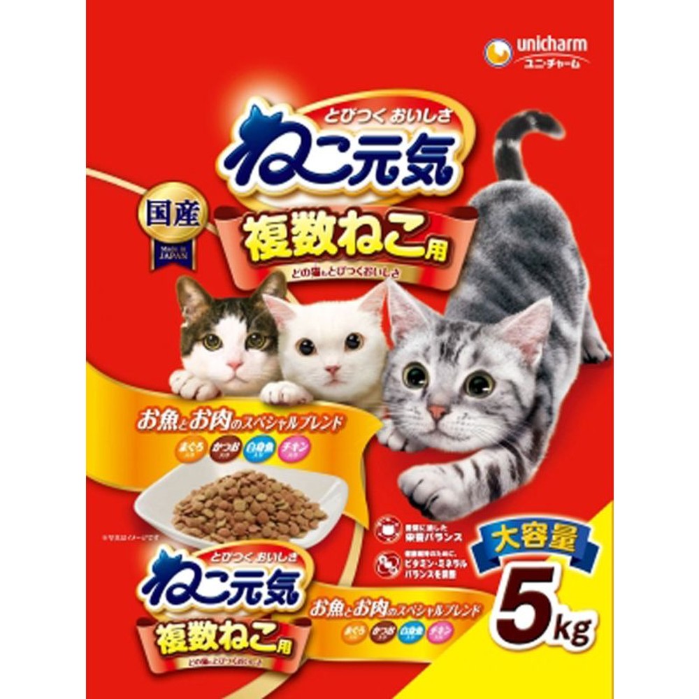 ねこ元気 複数ねこ用　お魚とお肉のスペシャルブレンド　5ｋｇ, お魚お肉ブレンド, 5kg