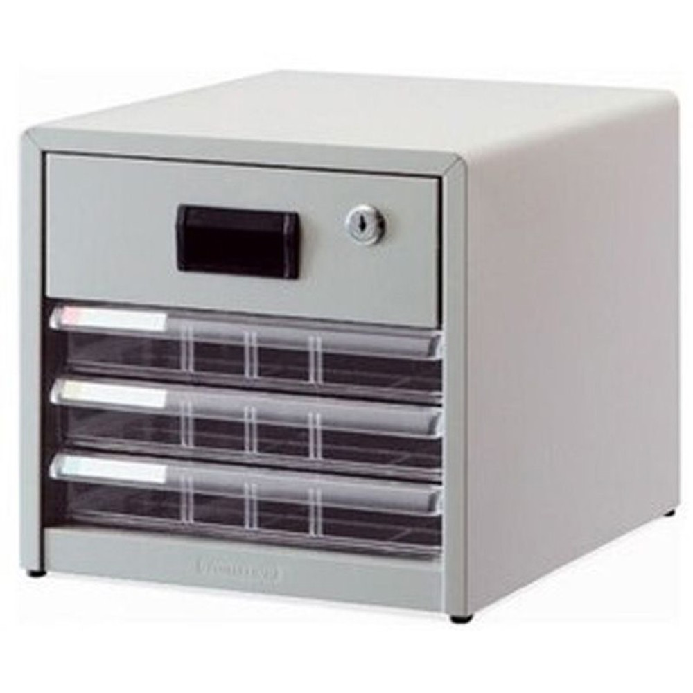 アバンテレターケース　A4縦　浅3段・鍵付1段　ニューグレー, ニューグレー, A4