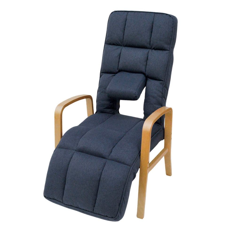 腰楽脚楽リラックスチェア, ネイビー, 幅910mm×奥行535mm×高さ380mm