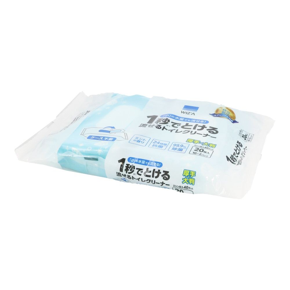 WIZ&rsquo;A ウィザ 1秒でとける流せるトイレクリーナー10枚ｘ2個パック, ミントの香り, 20枚入り