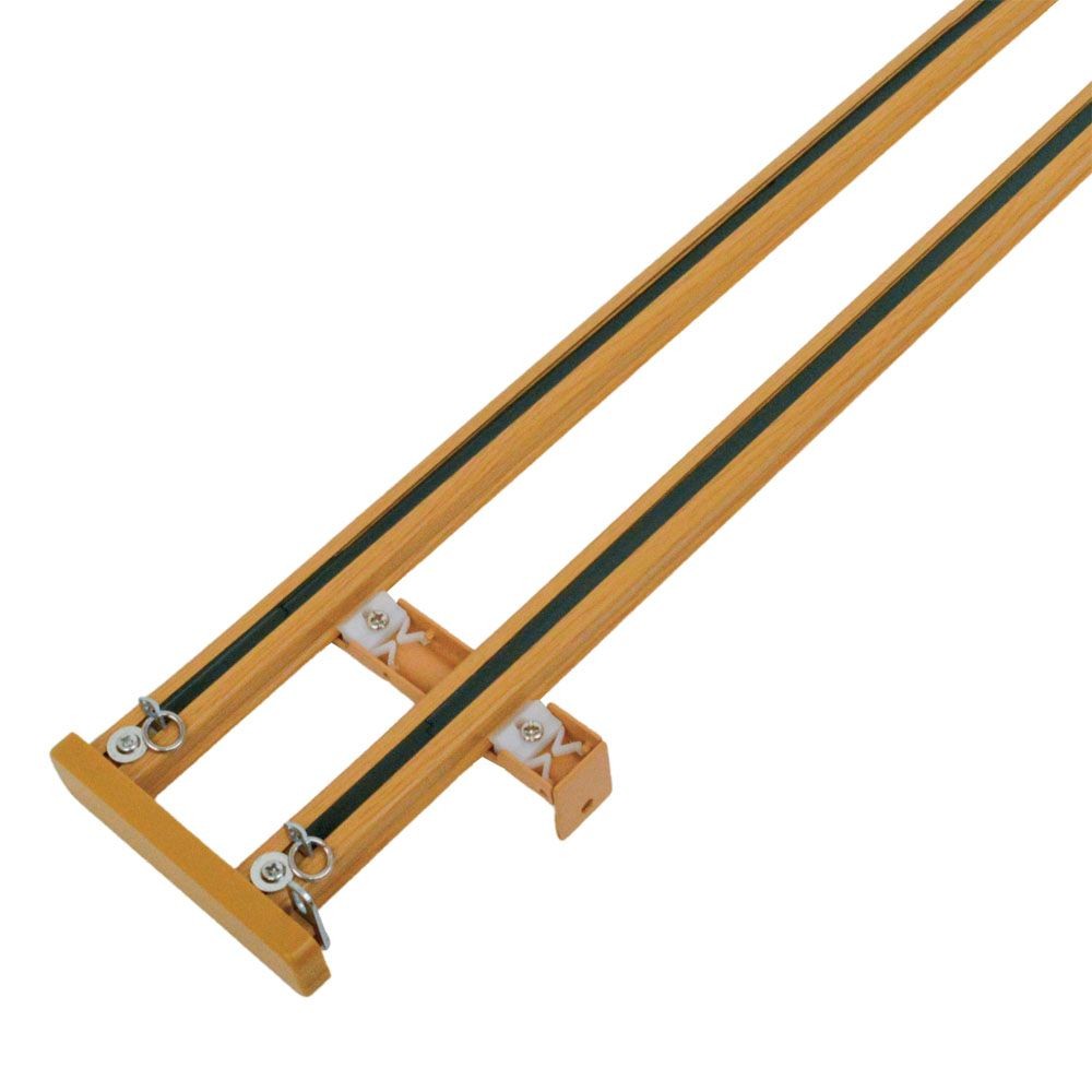 伸縮角型カーテンレール　３．０ｍ用ダブル, 木目ブラウン, 3.0ｍ用ダブル