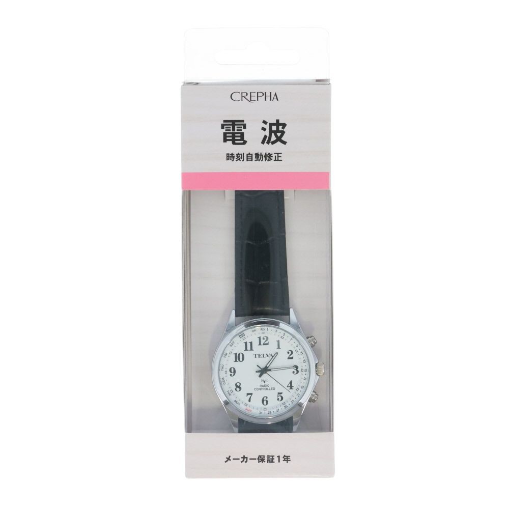 クレファー　アナログウォッチ　電波　メンズ　ＴＥＬＶＡ, ブラック, メンズ