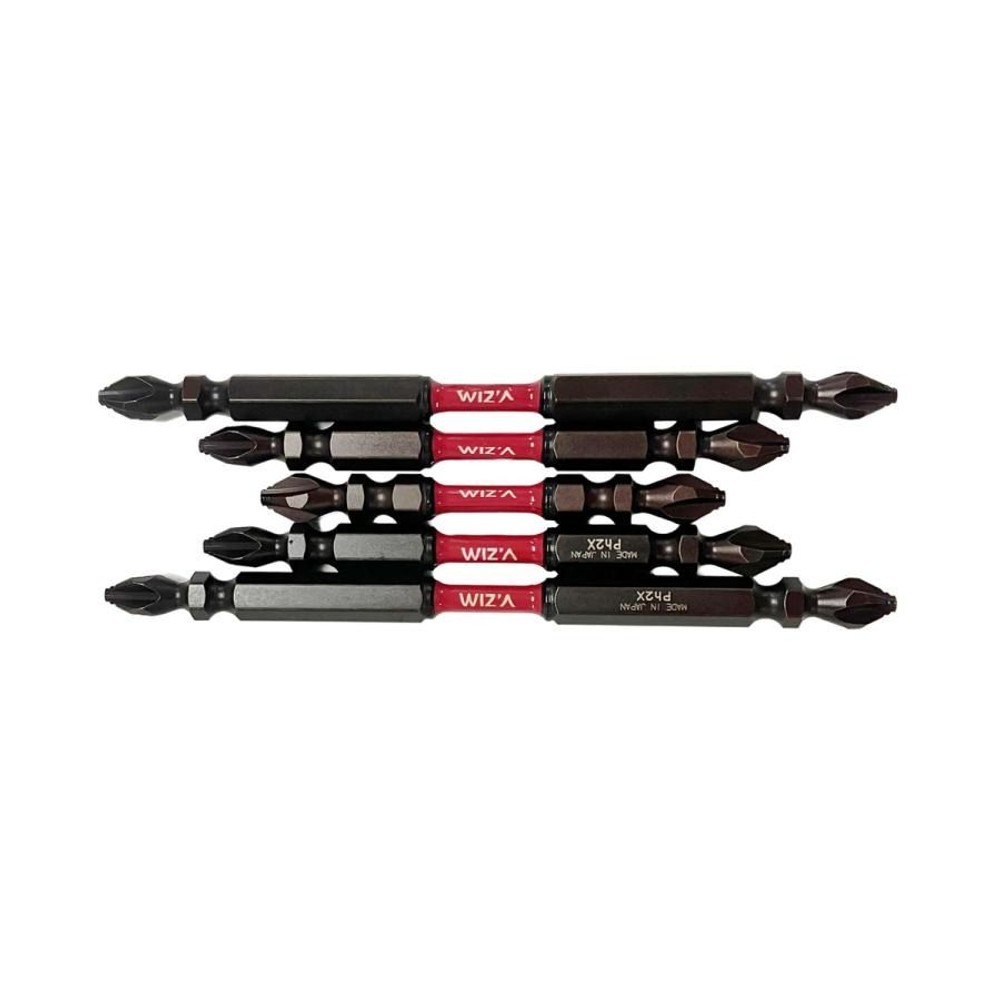WIZ'A ウィザ ギザスボトーションビット +2&times;&phi;3.8&times;65/82/110mm 5本組 WZST5P-01, 両頭トーションビット, 5本入り