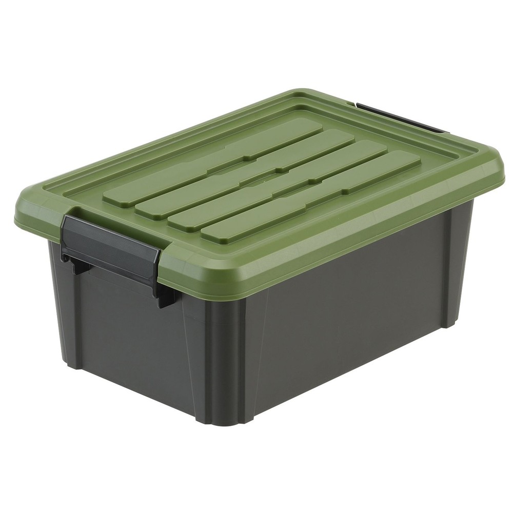 収納ボックス Nタフコン ATC-38-17 フタ付き 幅28×奥行38×高さ16.5cm, カーキ／ブラック, ATC-38-17