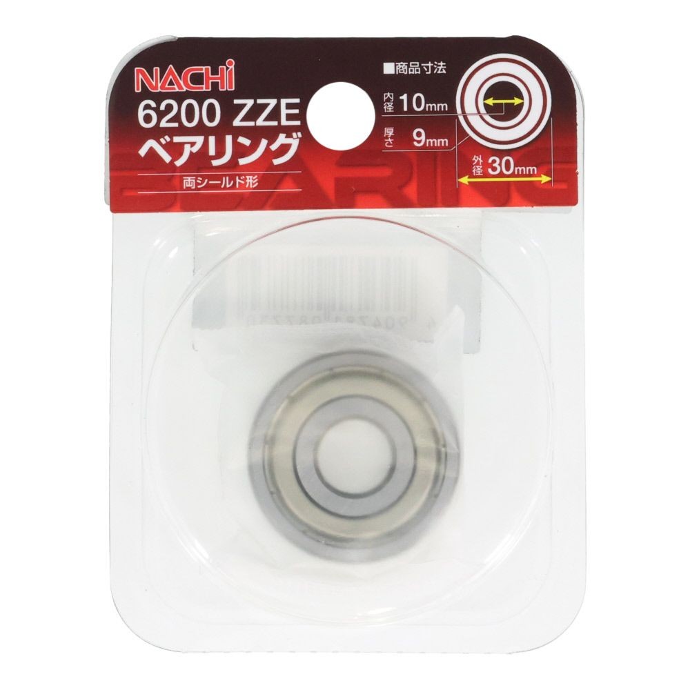 ナチ　ベアリング　内径１０ｍｍ　外径３０ｍｍ　6200　ＺＺＥ, シルバー, 6200‐ZZE