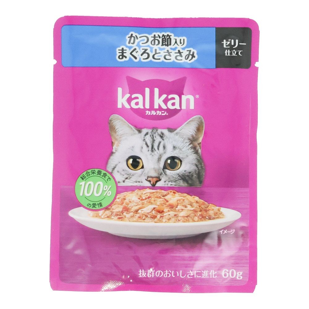 カルカンパウチ　かつお節入りまぐろとささみ, かつお節入りまぐろとささみ, 60g