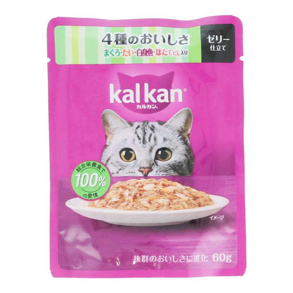 カルカンパウチ　４種のおいしさ　鮪・たい・白身魚・ほたて, 鮪・たい・白身魚・ほたて, 60g