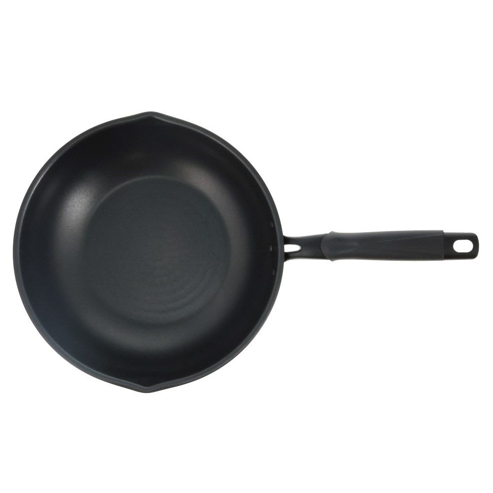 キレイに焼けるガス火いため鍋　２８ｃｍ, ブラック, 28cm