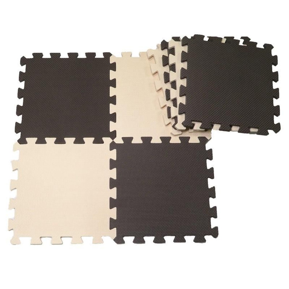 つなげるソフトマット　8枚組, ブラウンＸアイボリー, 32cm