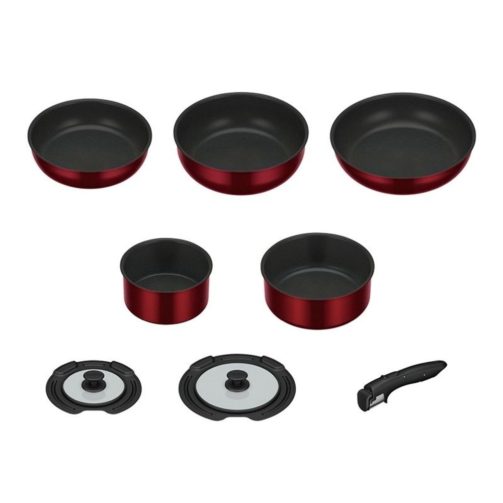 サーモス　ＩＨフライパン８点セット ＫＳＤー８Ａ ＤＲ, ディープレッド, 8点セット