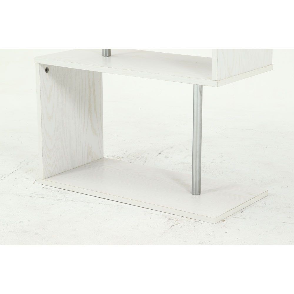 不二貿易 Ｓ字型ディスプレイラック３段　オーク　ＷＨ【メーカー直送・代引不可】, ホワイト, 幅600mm&times;奥行290mm&times;高さ1086mm