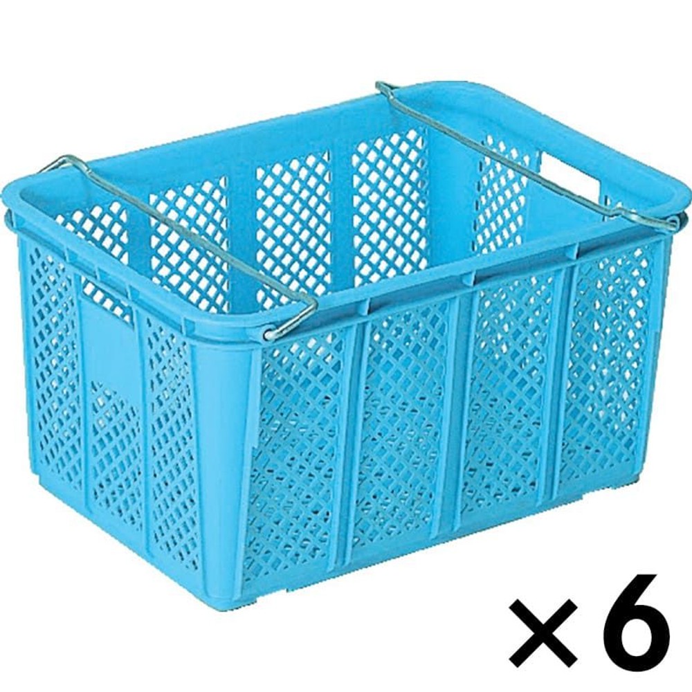 サンコー サンテナーＡ＃80　ハンドル付　ライトブルー &times;6個セット【メーカー直送・代引不可】【法人限定】【日祝配送不可・時間指定不可】, ライトブルー, 6P