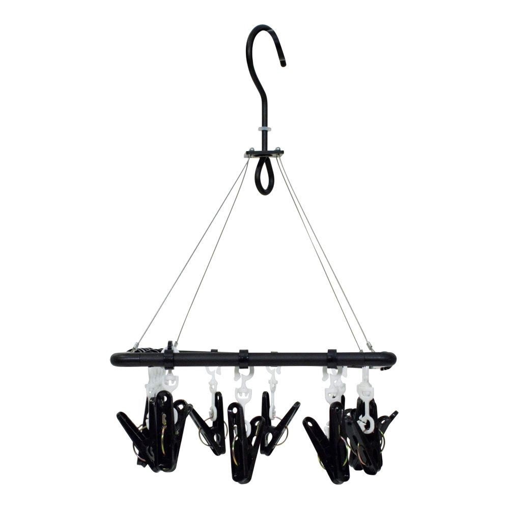 WIZ'A ウィザ コンパクトアルミ洗濯ハンガー１６ピンチ, ブラック, 16P