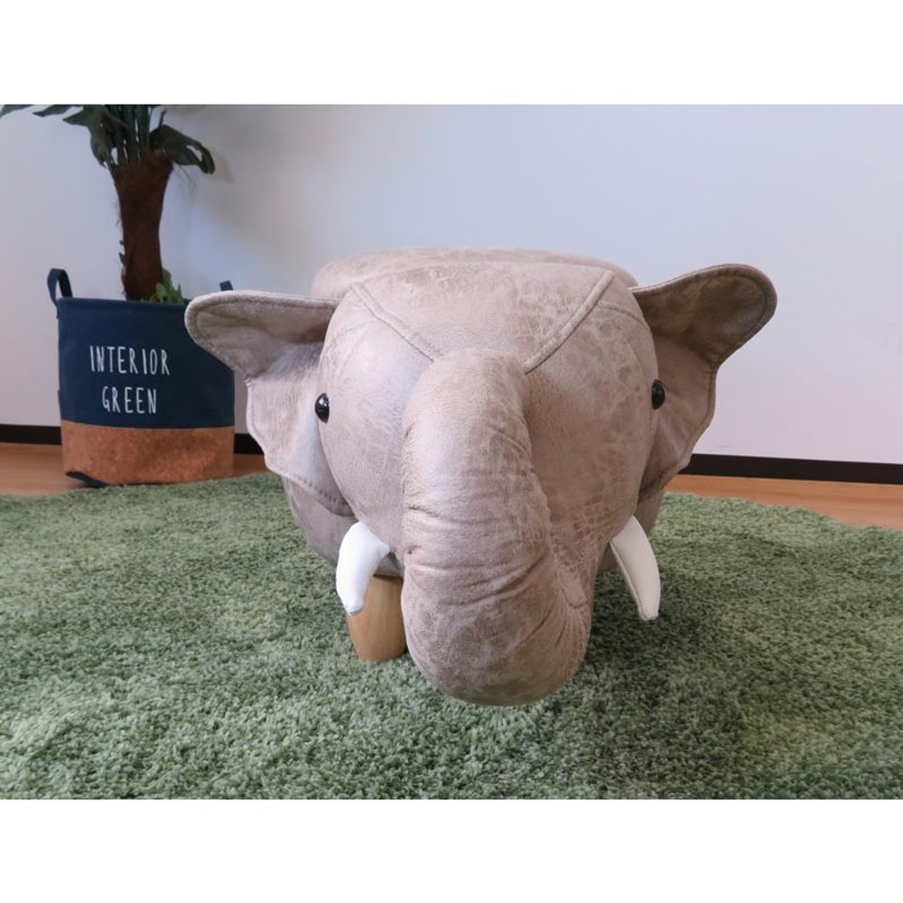 動物スツール収納付　ゾウ, 象, (約)幅36&times;奥行70&times;高さ36cm