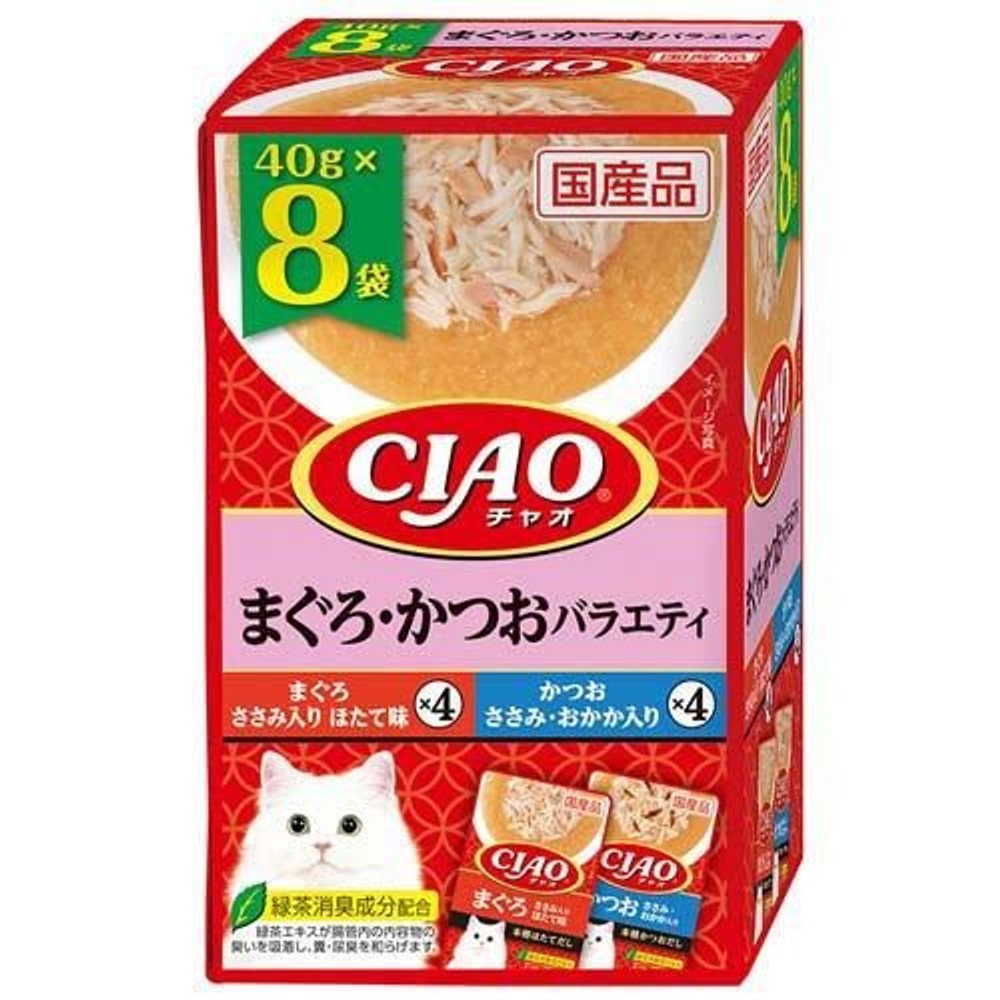 CIAO パウチ まぐろ・かつおバラエティ 8袋入り, まぐろ・かつお, 40g&times;8袋