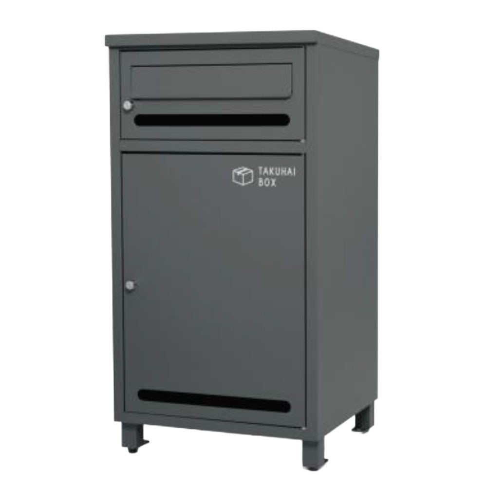 PYKES PEAK ポスト一体宅配ボックス ポスミー, ブラック, 幅380mm&times;奥行364mm&times;高さ680mm