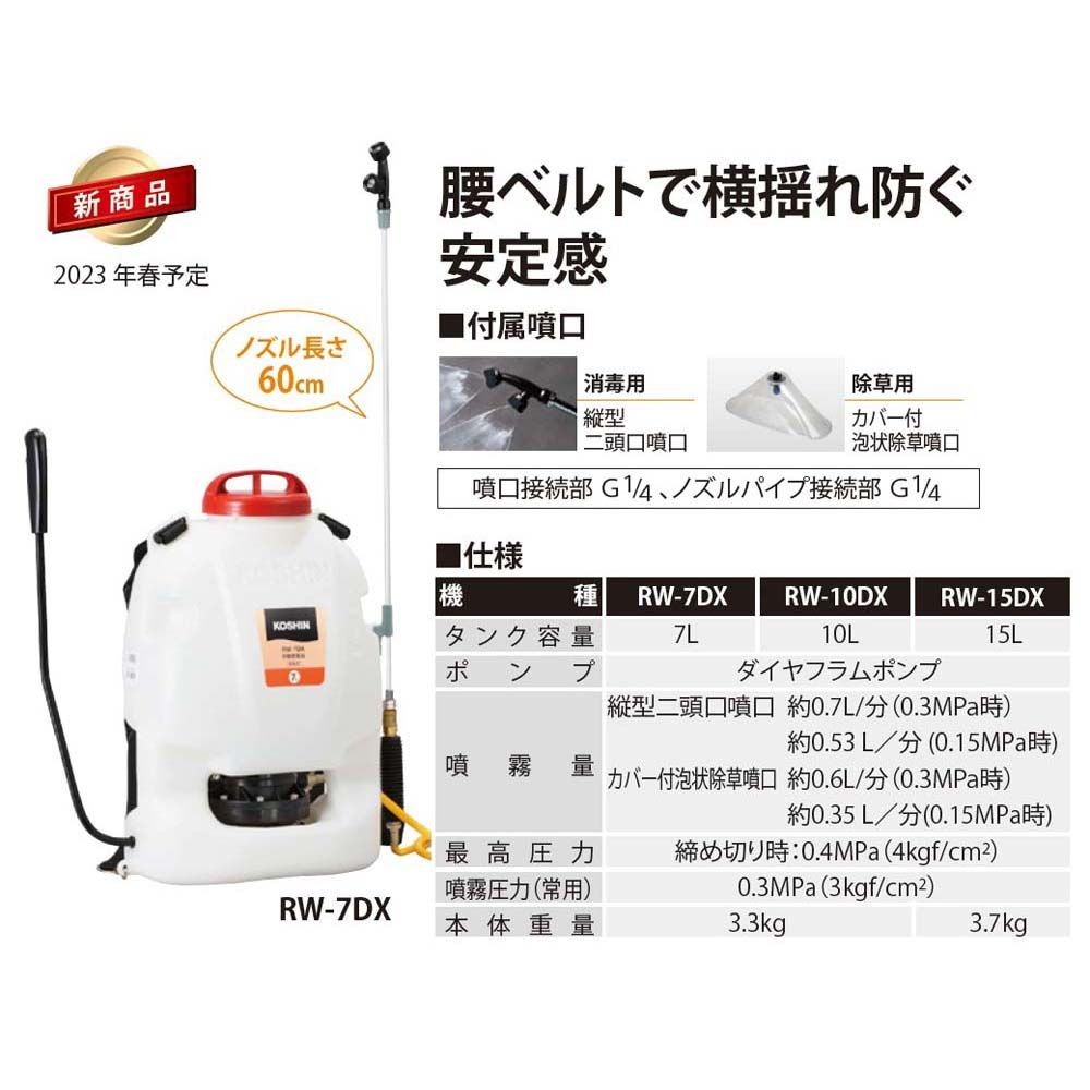 【現行品】工進　背負い式手動噴霧器　ＲＷー7ＤＸ, ホワイト, 7L（RW7DX）