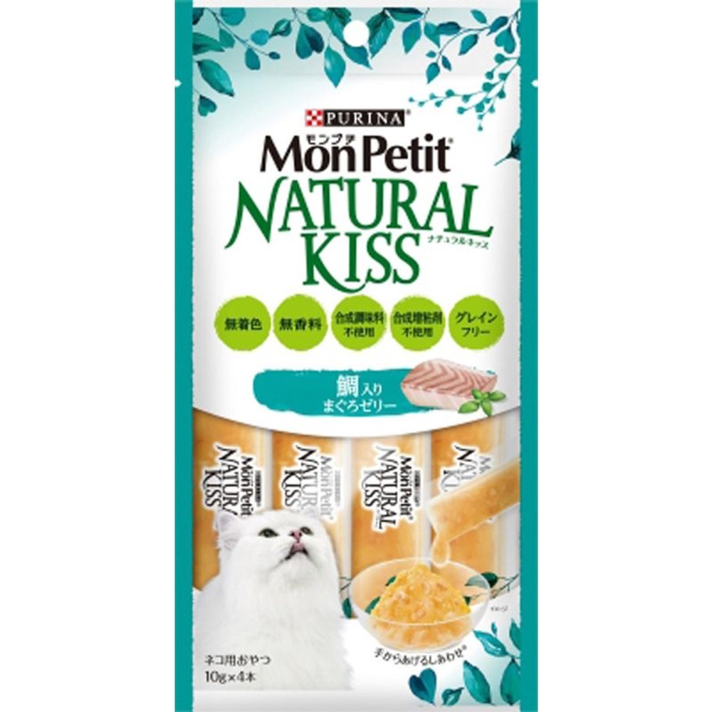 モンプチ　ナチュラルキッス　鯛入りまぐろゼリー　４０ｇ, 鯛入りまぐろゼリー, 40g