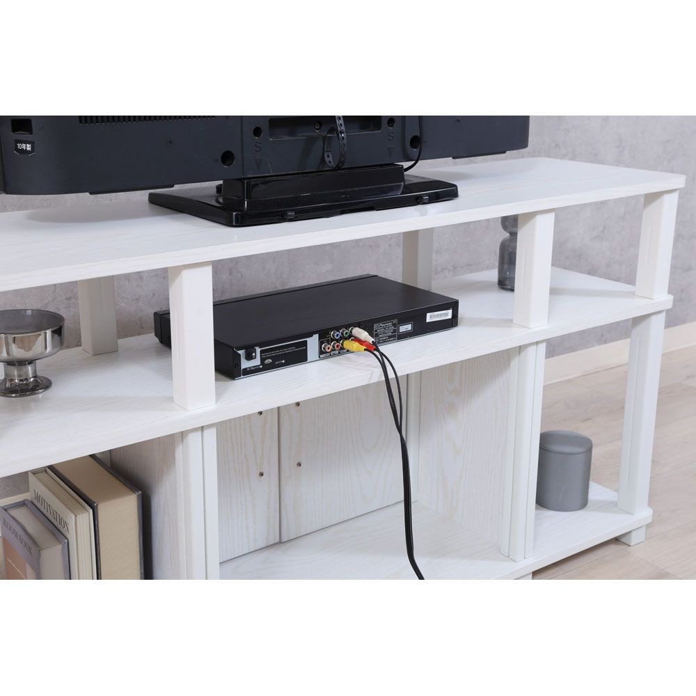 不二貿易 フィット　ハイＴＶラック　オークＷＨ【メーカー直送・代引不可】, ホワイト, 幅1100mm&times;奥行295mm&times;高さ589mm