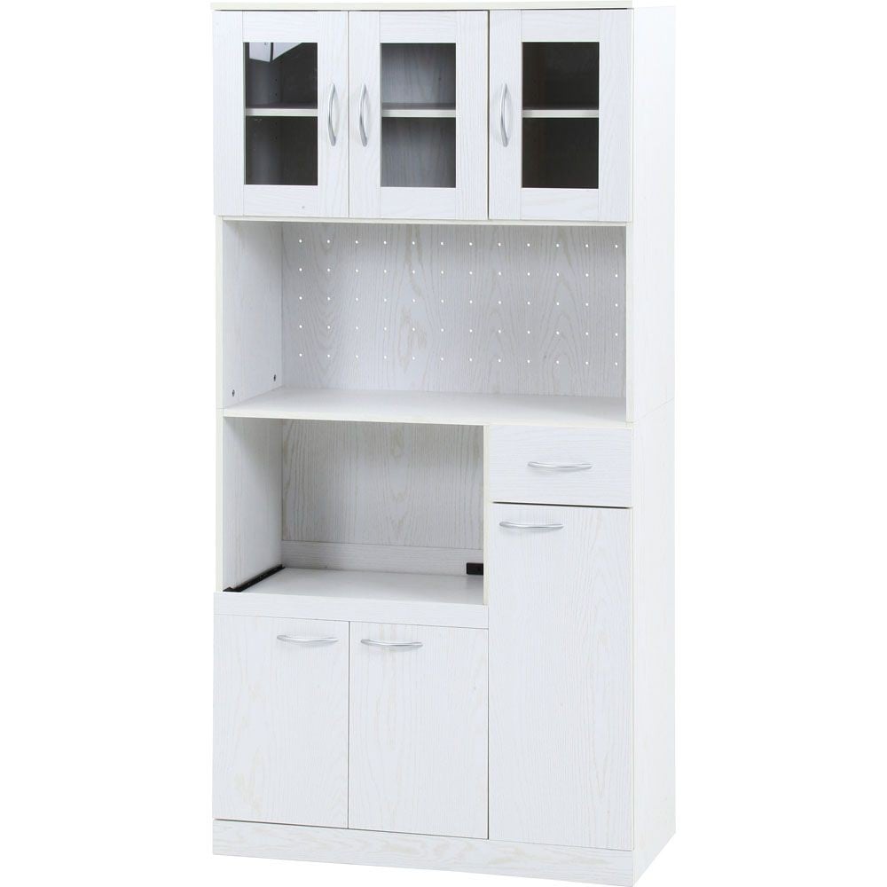 不二貿易 ハイキッチンボード　１８０＊９０　オークＷＨ【メーカー直送・代引不可】, ホワイト, 幅885mm&times;奥行398mm&times;高さ1800mm