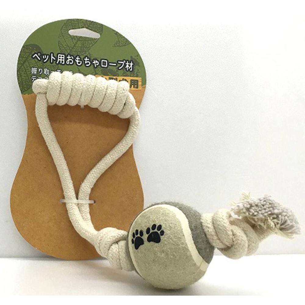 ペット用おもちゃロープ材中型犬握り取っ手つきテニスボール, その他カラー１, その他サイズ１