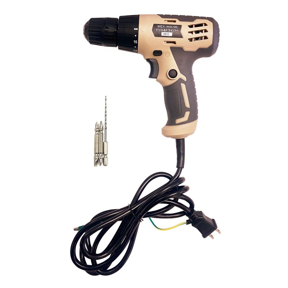 ウイザWIZ'A ドリル&ドライバー コード式 AC100V 70W ビット3本付 WADD-70BE, ベージュ, AC100V