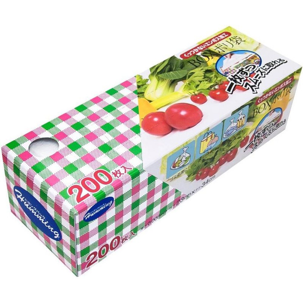 ニッコー ハミングパックＢＯＸポリ袋200枚　エンボス, クリア, 200枚入り