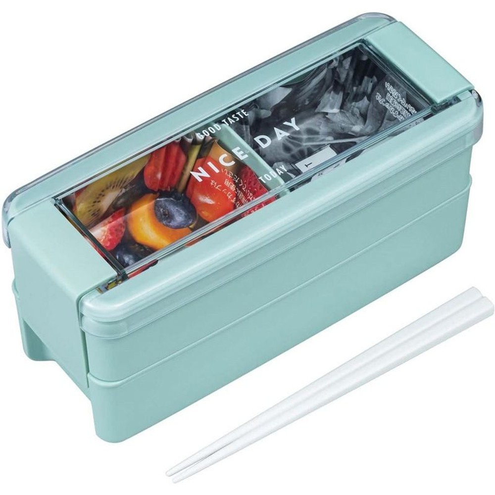 ランチボックス2段ブルー　イージーケア, ミント, 680ml