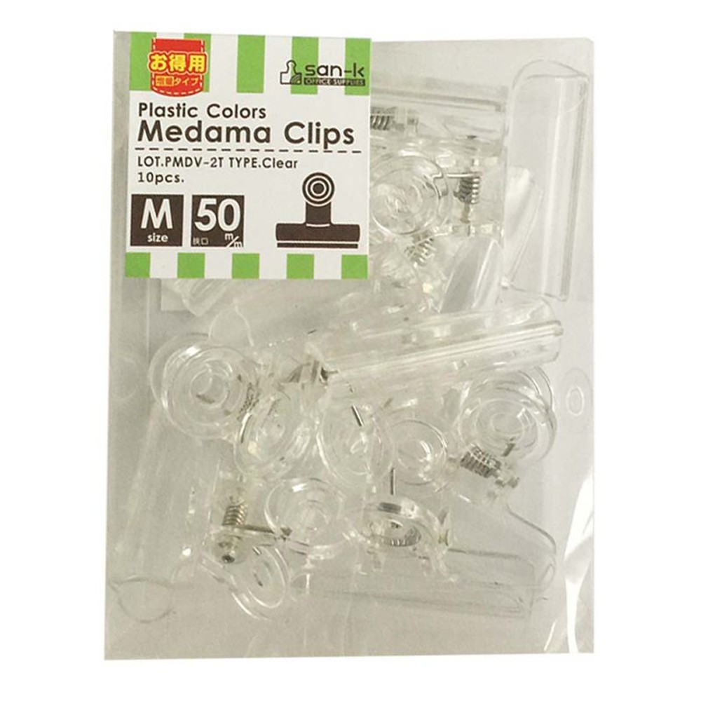 プラカラー目玉クリップBOX　透明　10個入, 透明（中）, 中