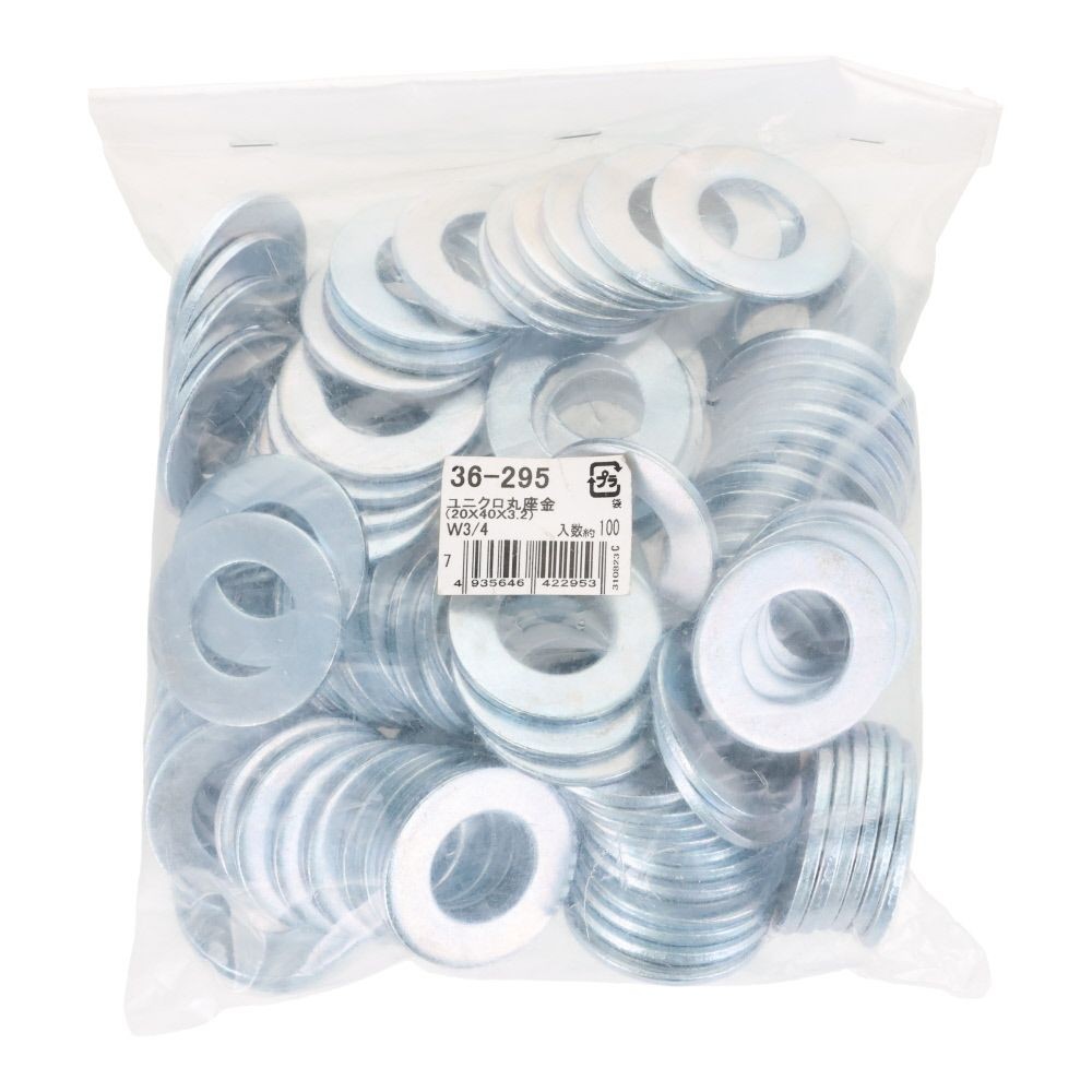ＯＨＳＡＴＯ　ユニクロ　丸座金　３／４&times;４０&times;３．２　１００個入, 丸座金, W3／4