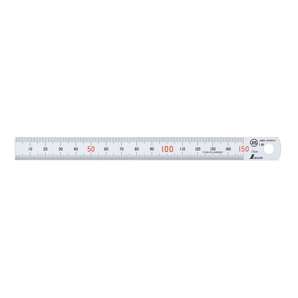 直尺 シルバー 15cm赤数字入 JIS, 白, 15cm