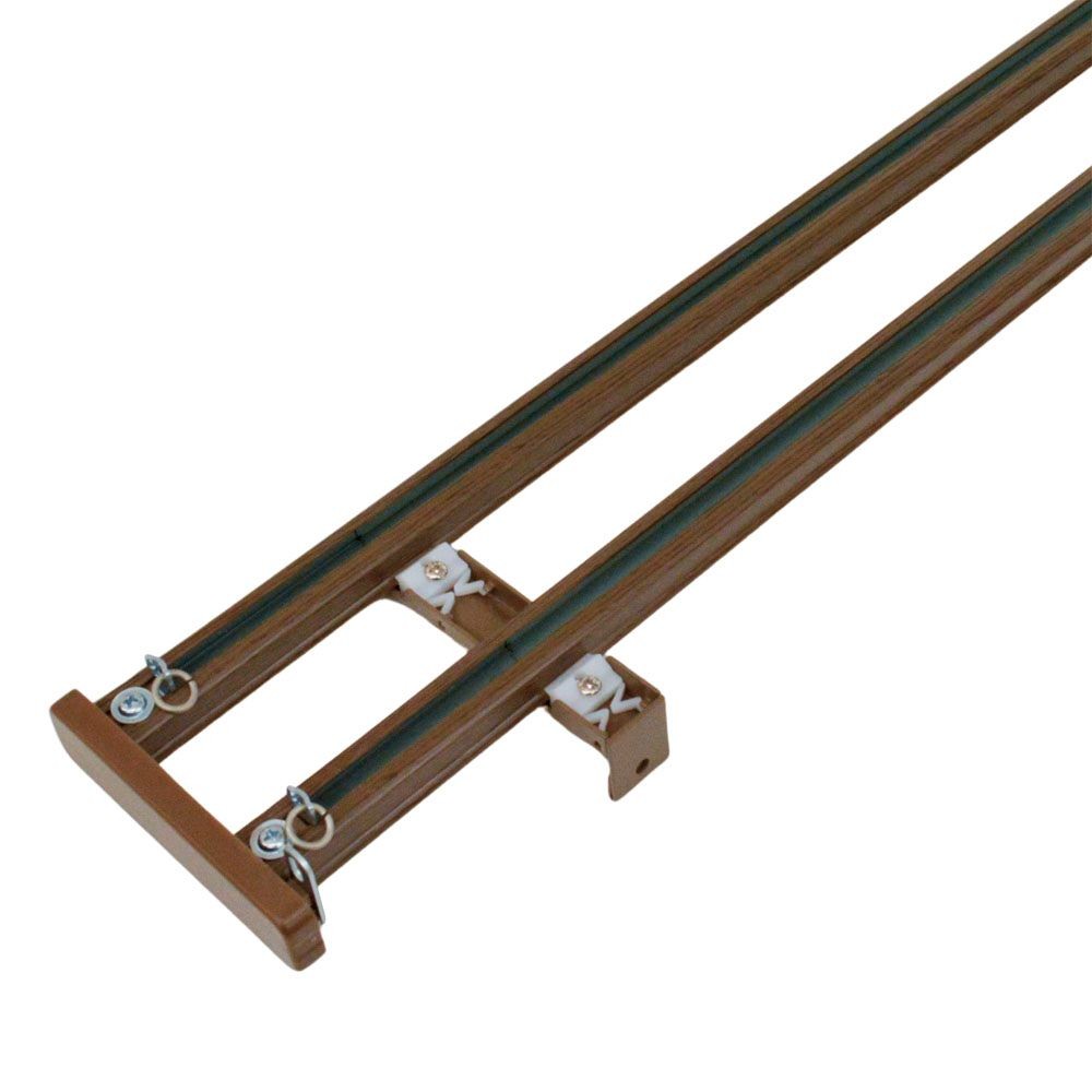 伸縮角型カーテンレール　４．０ｍ用ダブル, 木目ホワイト, 4.0ｍ用ダブル