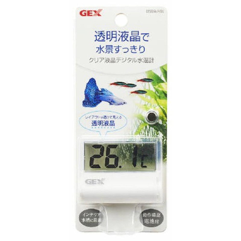 ジェックス　クリア液晶デジタル水温計, ホワイト, 測定範囲：10〜40℃